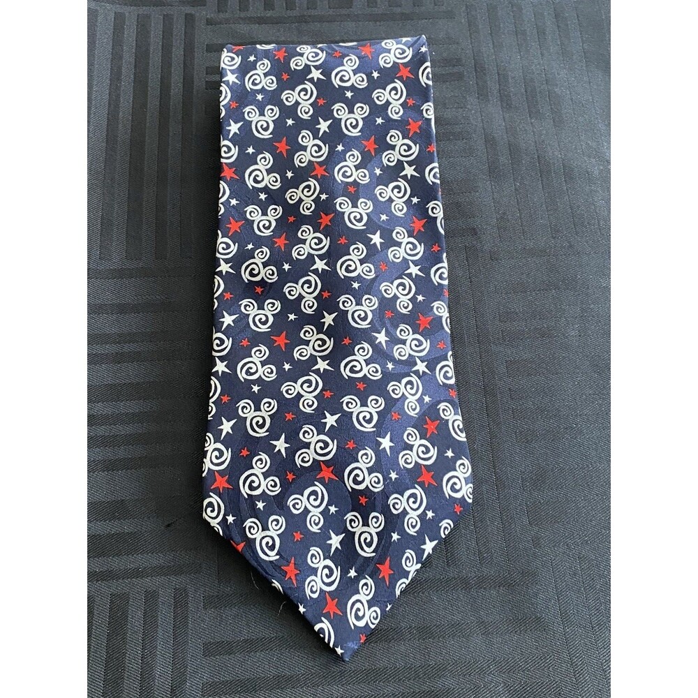 The Disney Store Vintage Necktie 100% silk mickey mouse ears and stars patriotic